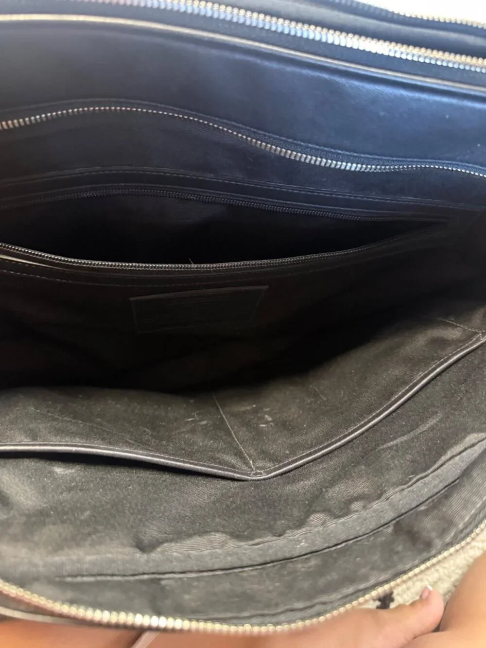 Coach Black Leather Laptop Briefcas Adjustable Strap Work Travel 16